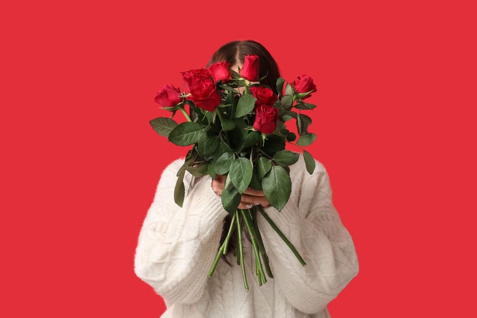 Woman holding roses
