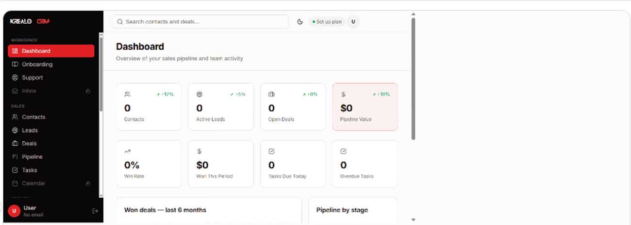 Krealo CRM — product screenshot