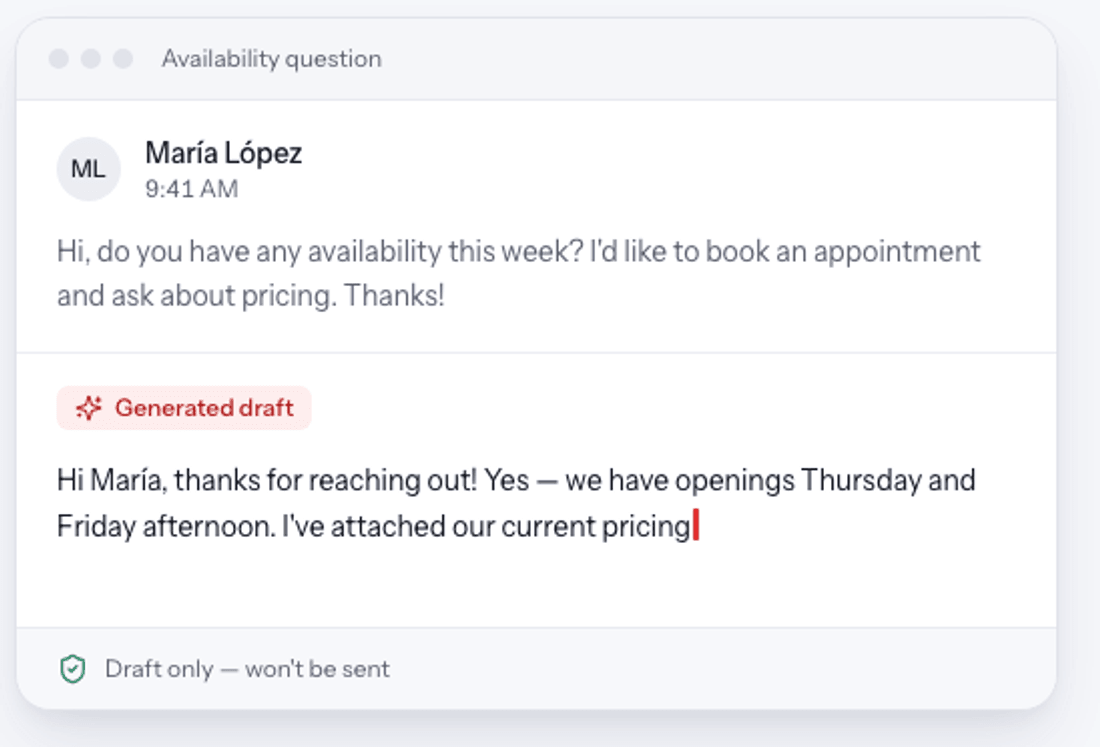 Email Draft — product screenshot